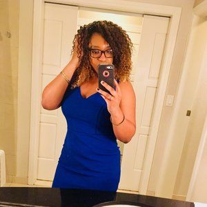 Tightknit blue pencil dress